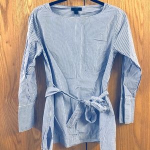 J.Crew Striped Boatneck Dress Shirt